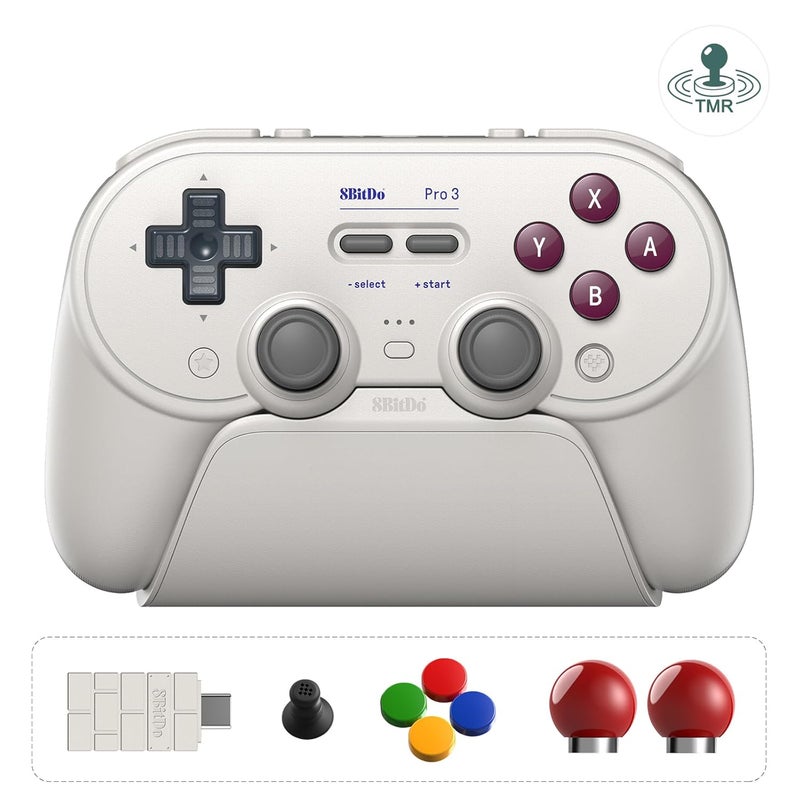 AKNES 8BitDo Pro 3 Bluetooth Controller for Switch/Switch 2,TMR Joysticks,Programmable Pro Back Buttons&R4/L4 Bumpers,Hall/Tactile Triggers,Swappable ABXY Buttons,for Windows,Apple,SteamOS,Android,G Classic - Image 1